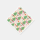 Retro Weihnachtsbäume mit friedlicher Signatur Serviette (Ecke)