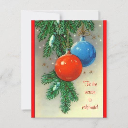 Retro-Weihnachtsbäume Party Einladung (Vorderseite)