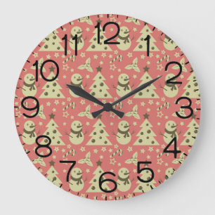 Retro-Weihnachtsbäume Stechpalmen-Beere Stern Zuck Große Wanduhr