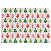 Retro Weihnachtsbäume Wrapping Paper Sheets Große Geschenktüte (Rückseite)