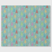 Retro Weihnachtsbaumen Aquamarine Weihnachten Geschenkpapier (Flach)