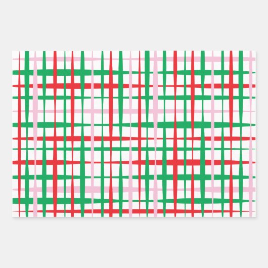 Retro Weihnachtsbaumen Candy Pink Rosa Grün Muster Geschenkpapier Set (Vorderseite 2)