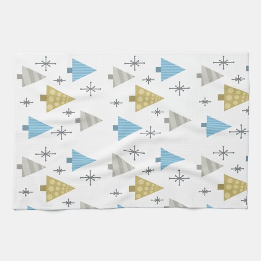 Retro Weihnachtsbaumen der 1950er Jahre Geschirrtuch (Horizontal)