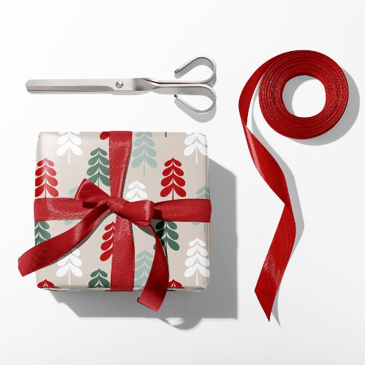 Retro Weihnachtsbaumen Umschlagpapier Geschenkpapier
