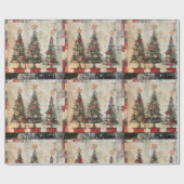 Retro Weihnachtsbaumen Vintag Geschenkpapier (Flach)