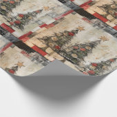 Retro Weihnachtsbaumen Vintag Geschenkpapier (Ecke)