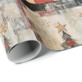 Retro Weihnachtsbaumen Vintag Geschenkpapier (Rolleneckpunkt)