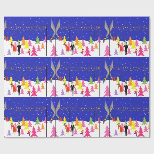 Retro WeihnachtsBaumfarm-Packpapier Geschenkpapier (Flach)