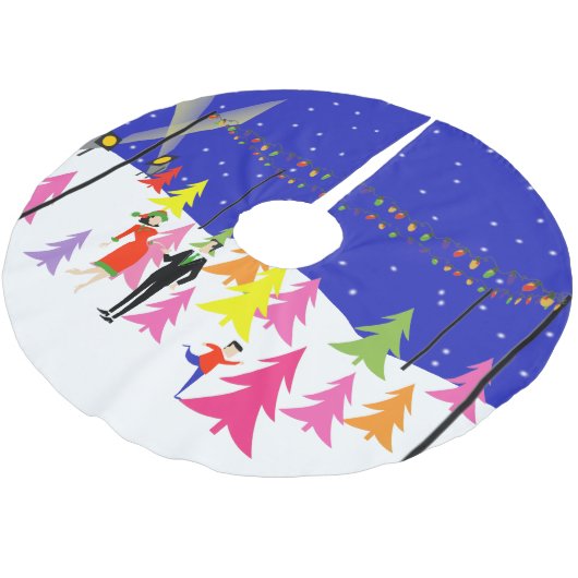 Retro WeihnachtsBaumfarm-Weihnachtsbaum-Rock Polyester Weihnachtsbaumdecke (Schrägansicht)