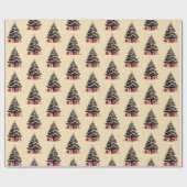Retro Weihnachtsbaummuster-Papier Geschenkpapier (Flach)