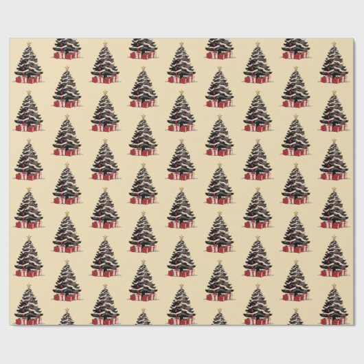 Retro Weihnachtsbaummuster-Papier Geschenkpapier (Flach)