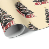 Retro Weihnachtsbaummuster-Papier Geschenkpapier (Rolleneckpunkt)