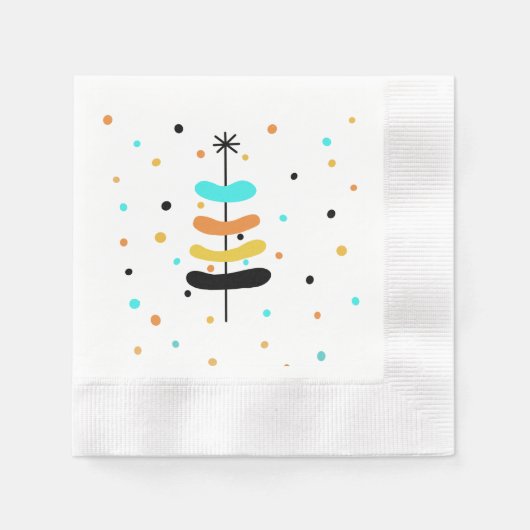 Retro Weihnachtsbaumpapier Napkins Serviette (Vorderseite)