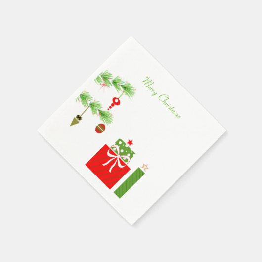 Retro Weihnachtsbaumpapier Napkins Serviette (Ecke)