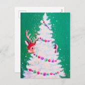 Retro Weihnachtsbaumpostkarte Feiertagspostkarte (Vorne/Hinten)