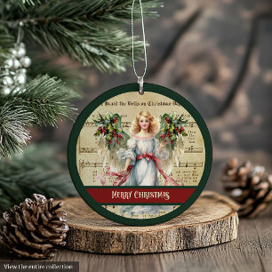 Retro-Weihnachtsbaumschmuck grün-rotes Engel-Desig Ornament
