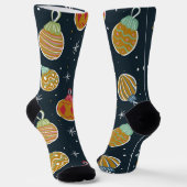 Retro-Weihnachtsbaumschmuck-Muster-Socken Socken (Gewinkelt)