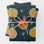Retro-Weihnachtsbaumschmuck-Wrap-Papier Geschenkpapier Set (Beispiel)