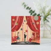 Retro-Weihnachtsbild mit Menschen Einladung (Stehend Vorderseite)