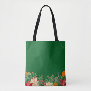 Retro-Weihnachtsblumenmuster in Grün Tasche
