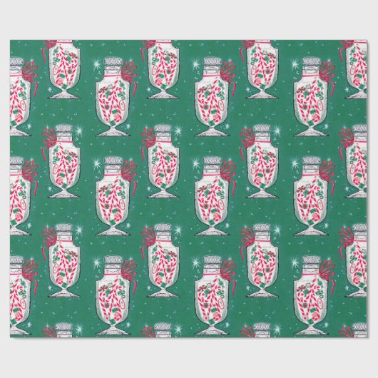 Retro-Weihnachtsbonbonglas Geschenkpapier (Flach)