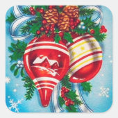 Retro Weihnachtsbrille Weihnachtsgeschenk Weihnach Quadratischer Aufkleber (Vorderseite)
