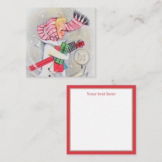 Retro-Weihnachtsbummlerin fügt Text hinzu Mitteilungskarte (Vorne/Hinten)