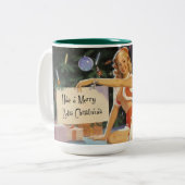 Retro WeihnachtsButton oben Zweifarbige Tasse (Vorderseite Links)