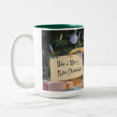 Retro WeihnachtsButton oben Zweifarbige Tasse (Links)