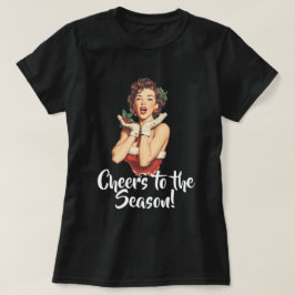 Retro-Weihnachtsdame mit Stechpalme T-Shirt