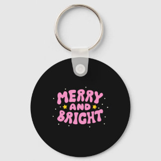 Retro-Weihnachtsdesign fröhlich und hell Schlüsselanhänger