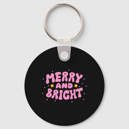 Retro-Weihnachtsdesign fröhlich und hell Schlüsselanhänger (Vorderseite)