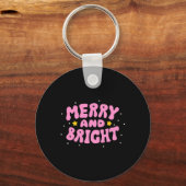Retro-Weihnachtsdesign fröhlich und hell Schlüsselanhänger (Vorderseite)