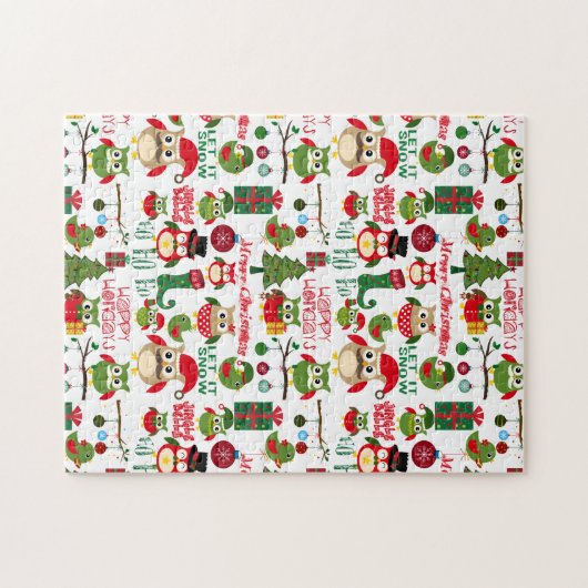 Retro Weihnachtseulen-Muster Puzzle (Horizontal)