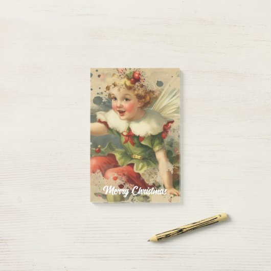Retro-Weihnachtsfee Post-it Klebezettel (Auf Schreibtisch)