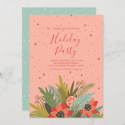 Retro Weihnachtsfeier Einladung (Vorne/Hinten)