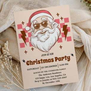 Retro Weihnachtsfeier mit Weihnachtsmann Vintage Einladung