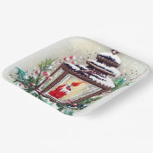 Retro Weihnachtsfeier Pappteller (Gewinkelt)