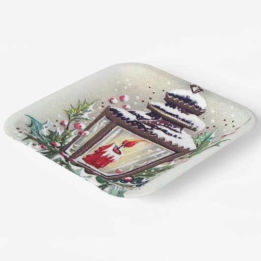 Retro Weihnachtsfeier Pappteller (Gewinkelt)