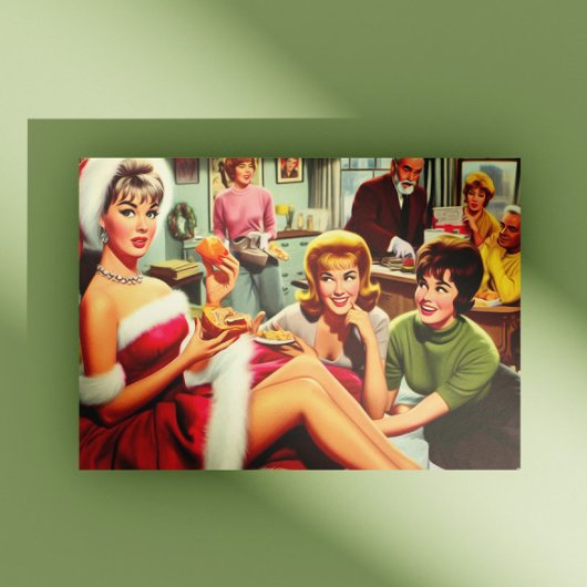 Retro-Weihnachtsfeier Postkarte
