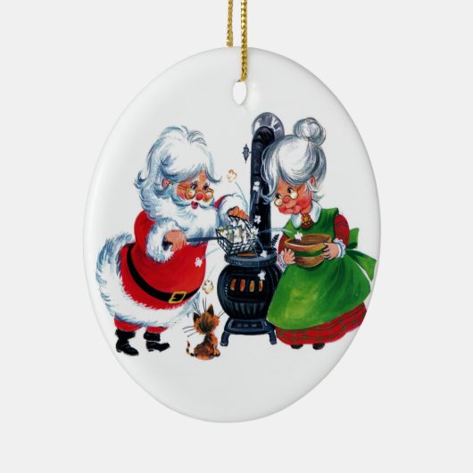 Retro Weihnachtsfeier Weihnachten Frau Claus Keramik Ornament (Rechts)