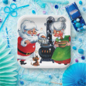 Retro Weihnachtsfeier Weihnachten Frau Claus Pappteller (Party)