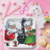 Retro Weihnachtsfeier Weihnachten Frau Claus Pappteller (Party)