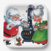 Retro Weihnachtsfeier Weihnachten Frau Claus Pappteller (Vorderseite)