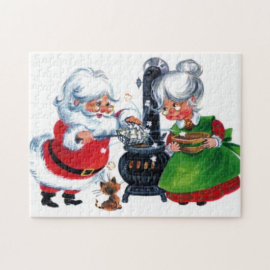 Retro Weihnachtsfeier Weihnachten Frau Claus Puzzle (Horizontal)
