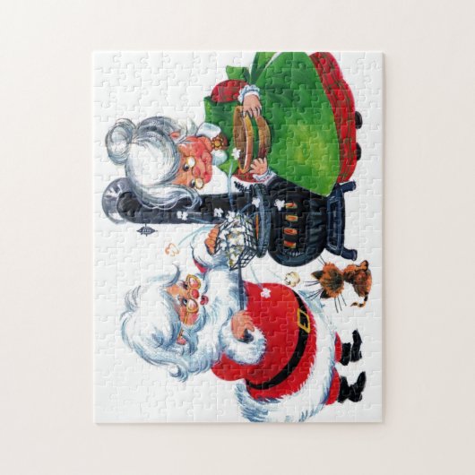 Retro Weihnachtsfeier Weihnachten Frau Claus Puzzle (Vertikal)
