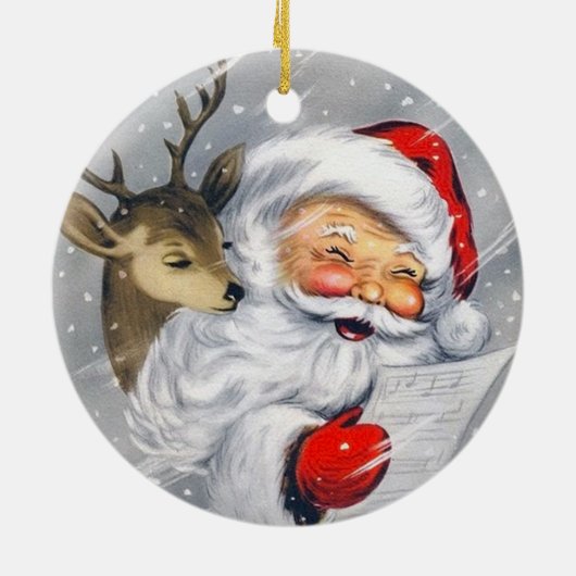 Retro-Weihnachtsfeier Weihnachtsfeiertag Keramik Ornament (Hinten)