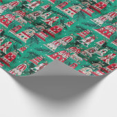 Retro, Weihnachtsfeiern, Ornamente, Grün und Rot Geschenkpapier (Ecke)