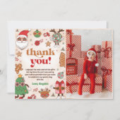 Retro Weihnachtsfeiertag Geburtstagsparty Foto Dankeskarte (Vorderseite)