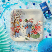 Retro-Weihnachtsfeiertag Pappteller (Party)